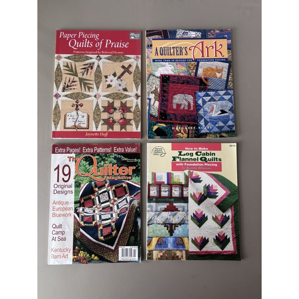 LOT/4 Quilting‎ Books Log Cabin Quilters Ark Quilts of Praise Quilter Magazine